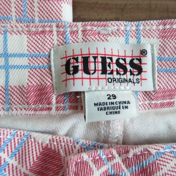 GUESS ORIGINALS High Rise Straight Checked Plaid Print Jeans Y2K - Size 29 NWT - Picture 14 of 16